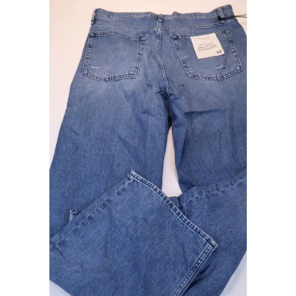 NEW Rag & Bone Shannon Relaxed Straight Jeans Women's Blue Distressed Size 32 - Picture 3 of 7